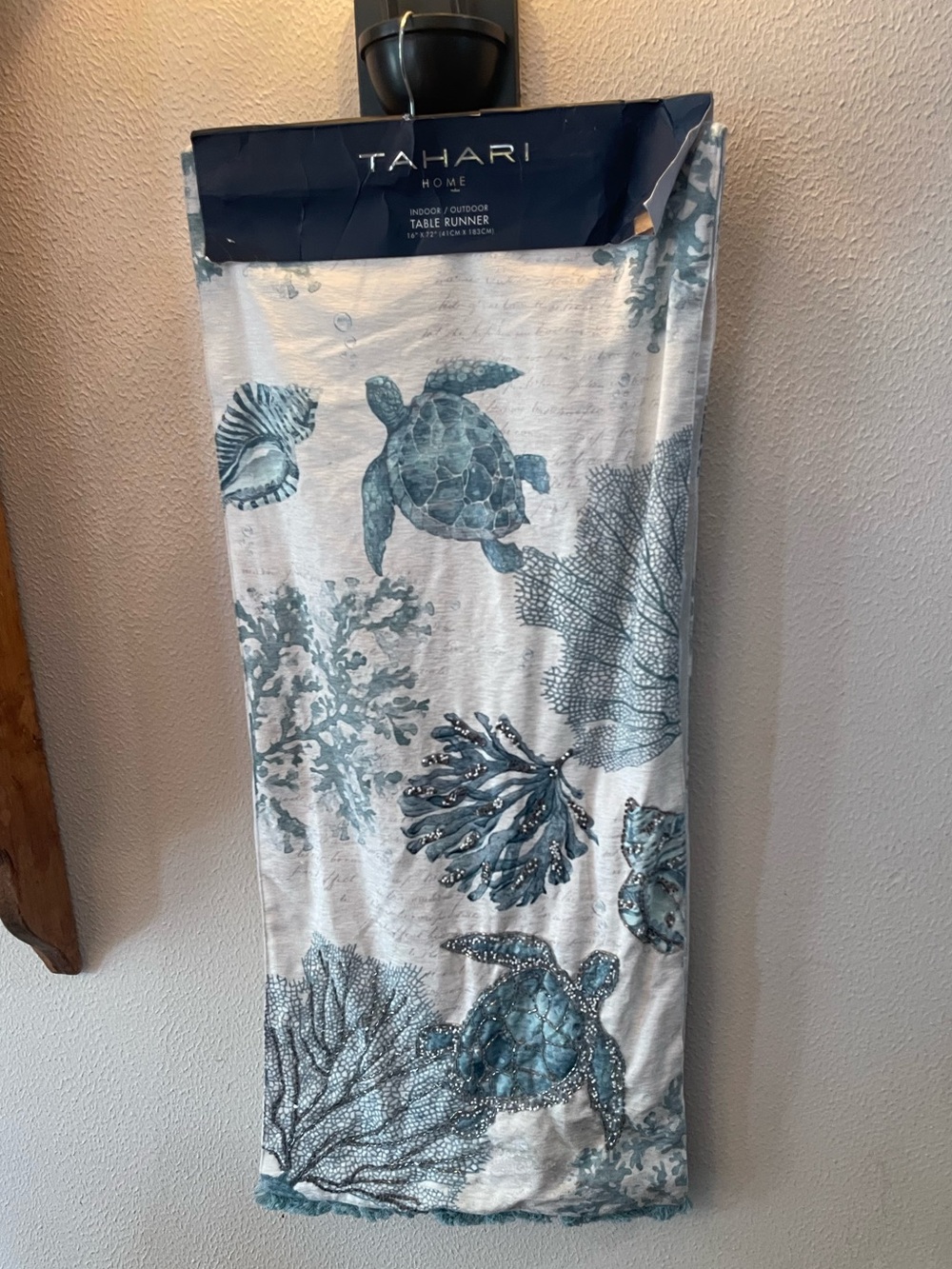 Tahari Home 16”x72” sea life beaded table runner - Brand new